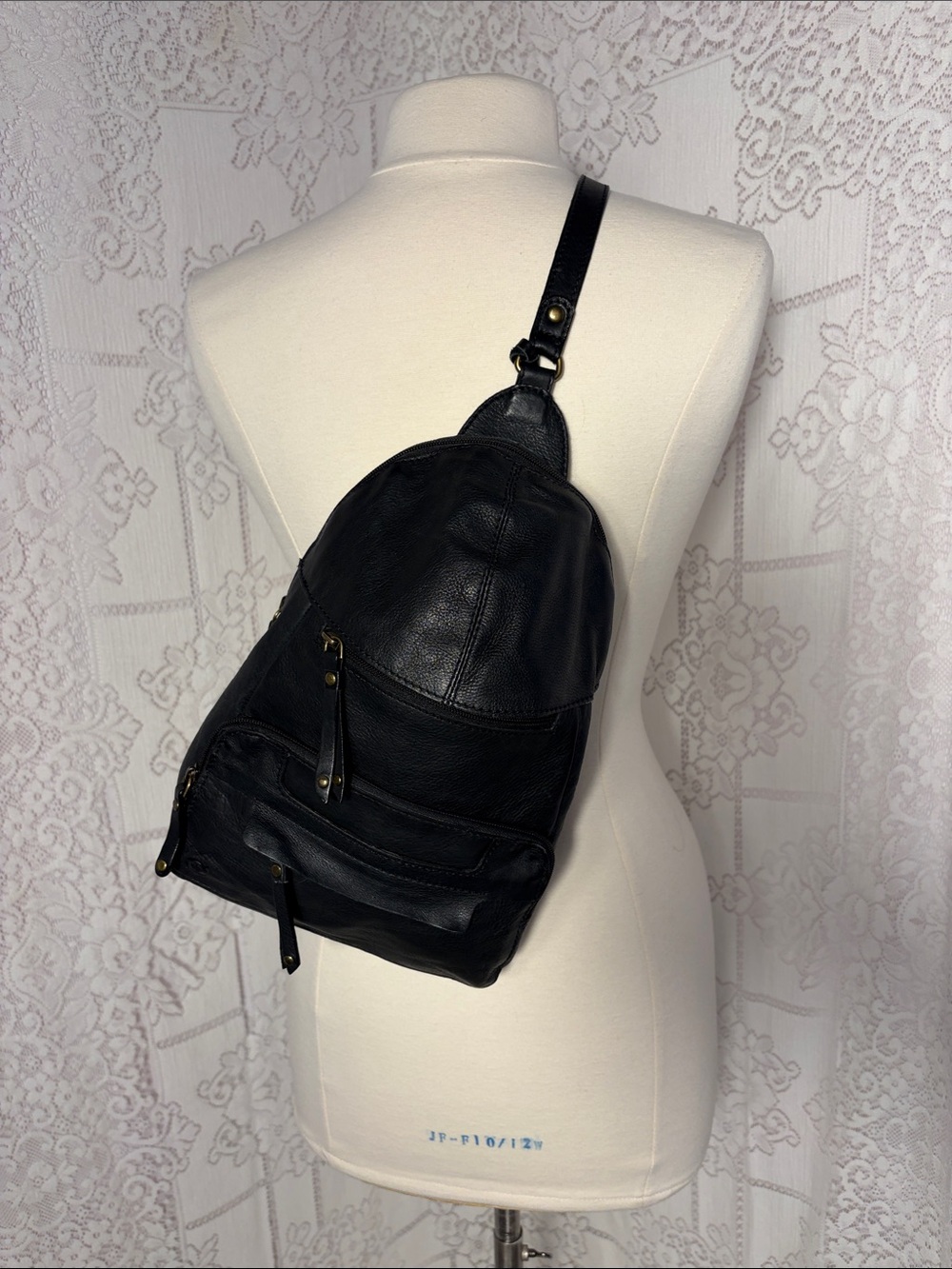 Born Black Leather Sling Bag for Men
